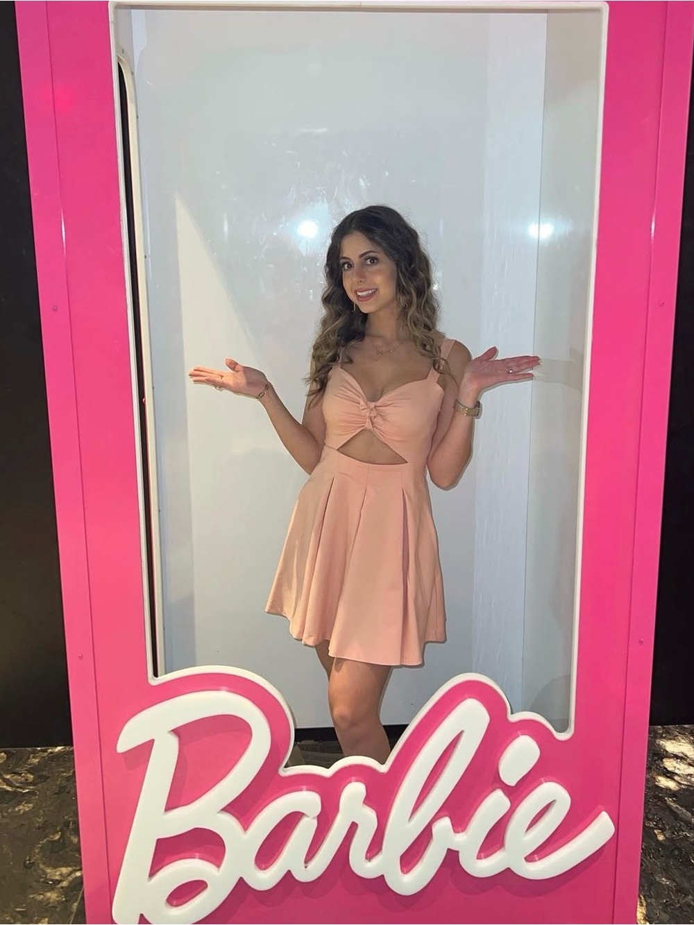 Peach Cutout Fit-and-Flare Dress